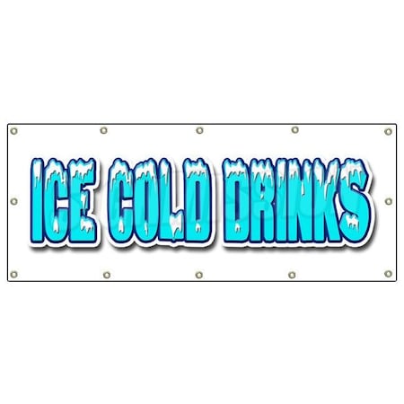 ICE COLD DRINKS BANNER SIGN Drink Cart Stand Beer Signs Cola Water Soda